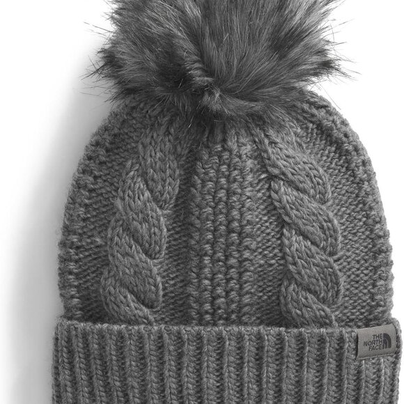 Women's Faux Fur Pom Beanie Recycled Polyester Cuffed Winter Hat - Picture 1 of 2